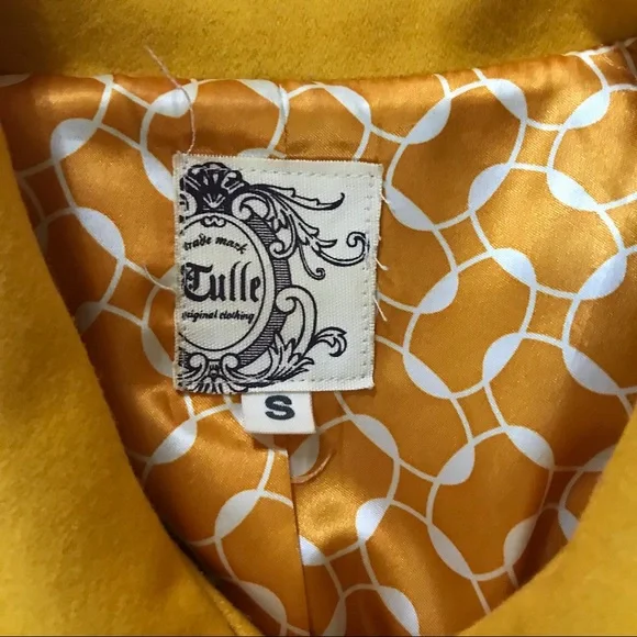 Tulle mustard yellow button up blazer jacket - Picture 3 of 6